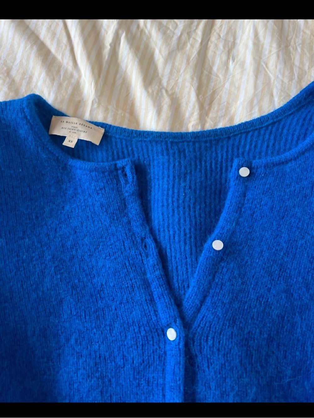 Sezane Gaspard Alpaca Wool Cardigan Sweater Electric Blue Size XS - Picture 4 of 7